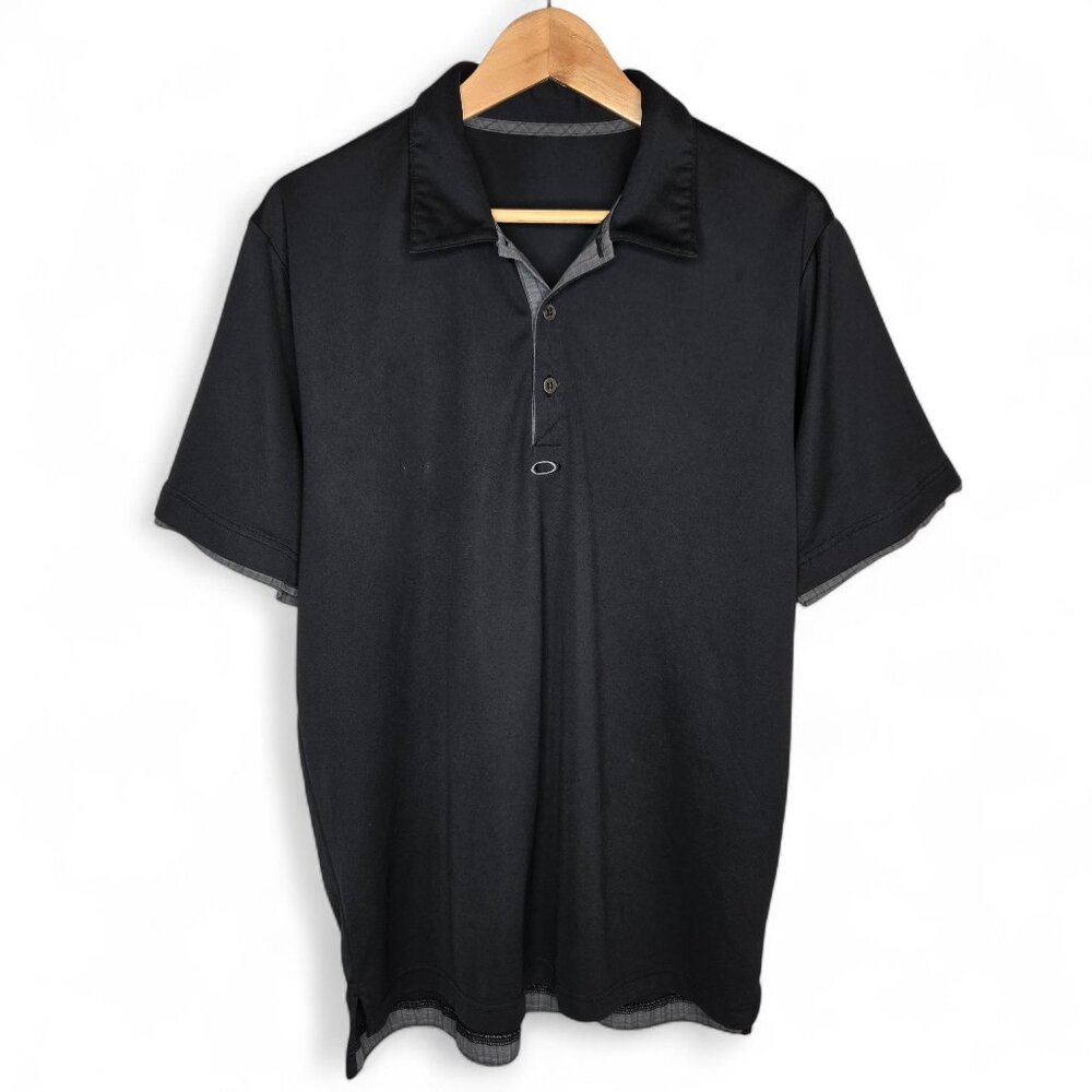 Oakley Polo Men's Embroidered Logo Doubled Sleeve Performance Active Golf Wear L